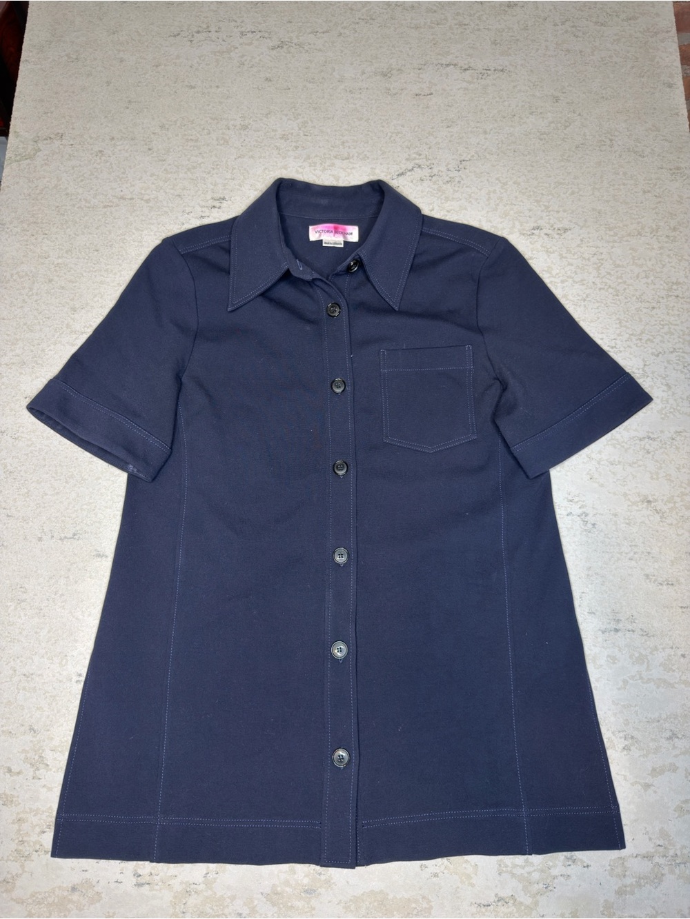 Victoria Beckham Dark Navy Button Up Top Size US 8